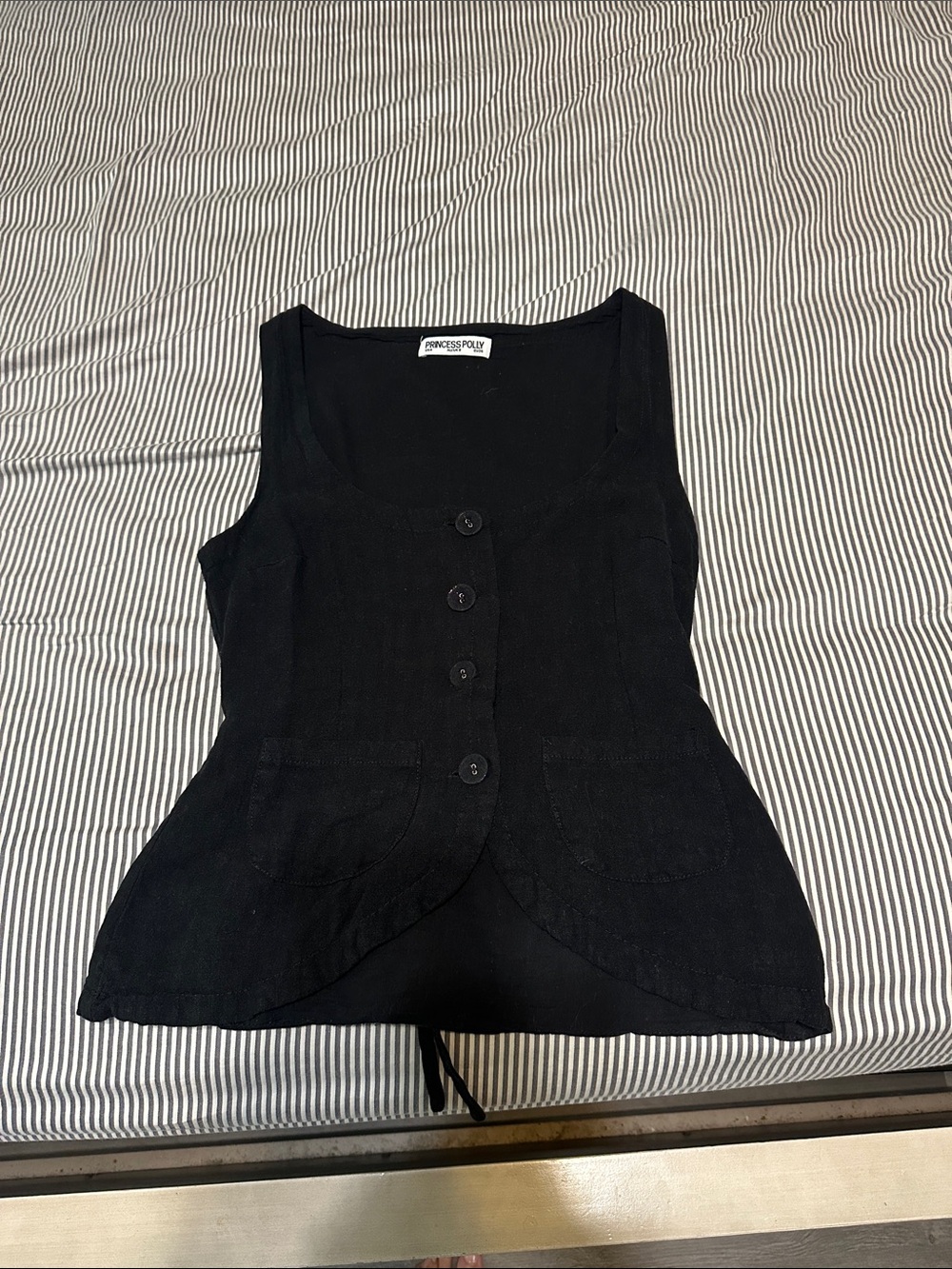 Princess Polly Black Button-Up Scoop Neck Tank